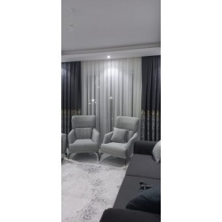 fon perde osmanlı desen antrasit gri