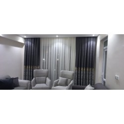 fon perde osmanlı desen antrasit gri